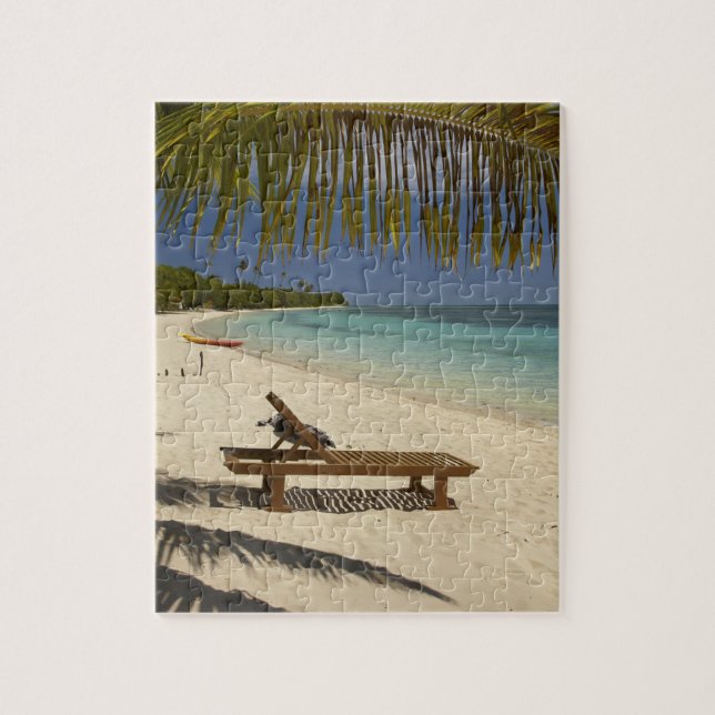Beach, palm trees & lounger jigsaw puzzle (Vertical)