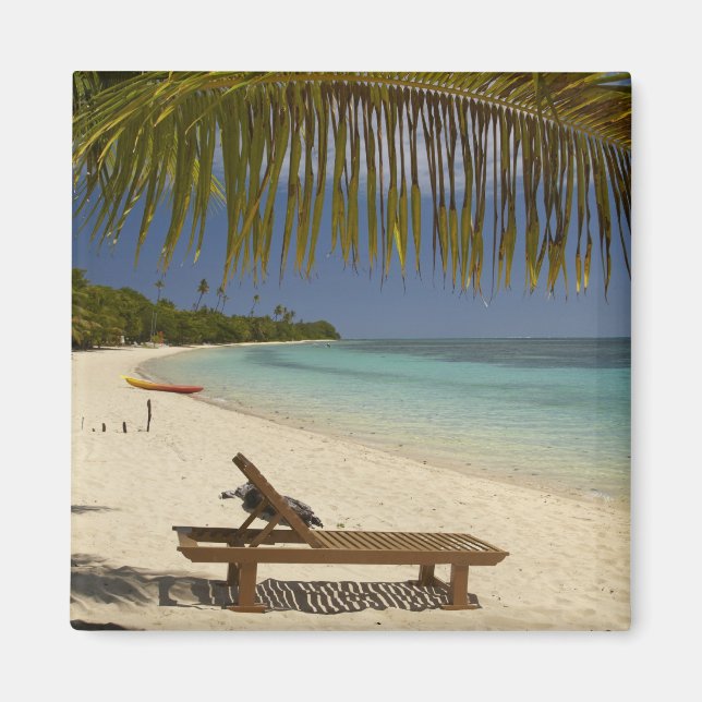 Beach, palm trees & lounger magnet (Front)