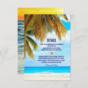 Beach Palm Trees Ocean Destination Wedding Enclosure Card