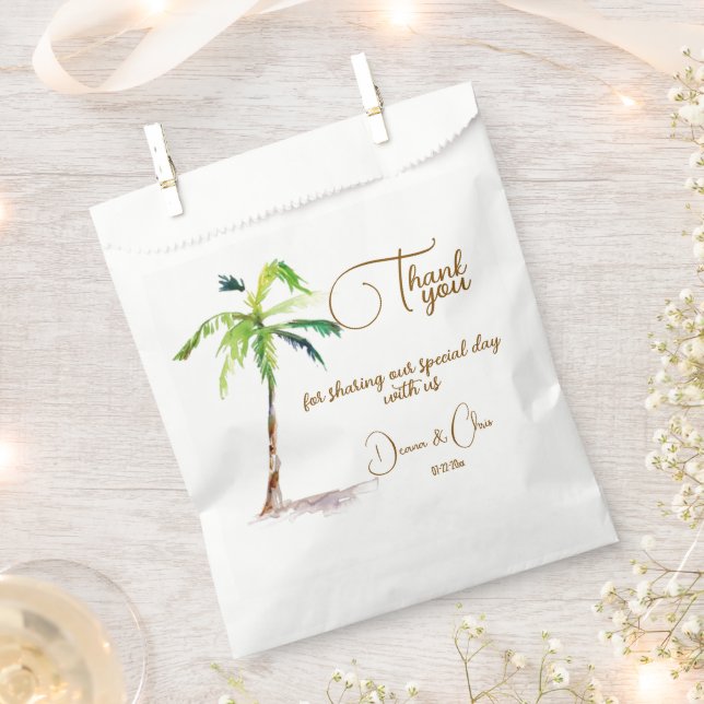 Beach Palm Trees Ocean Wedding Favour Bags (Clipped)