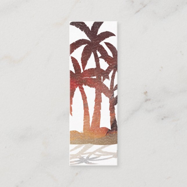 Beach Palm Trees Sunset Calling Card (Front)