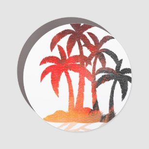 Beach Palm Trees Sunset Car Magnet