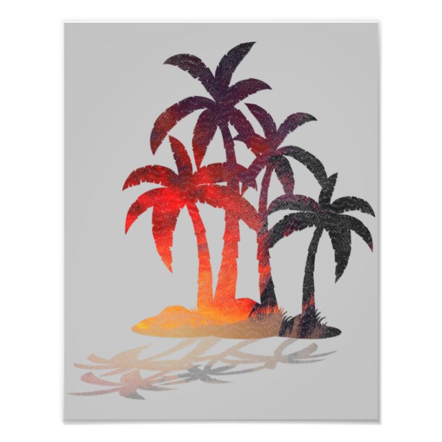 Beach Palm Trees Sunset Photo Print (Front)