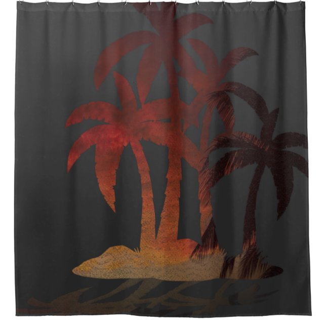 Beach Palm Trees Sunset Shower Curtain (Front)