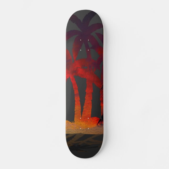 Beach Palm Trees Sunset Skateboard (Front)
