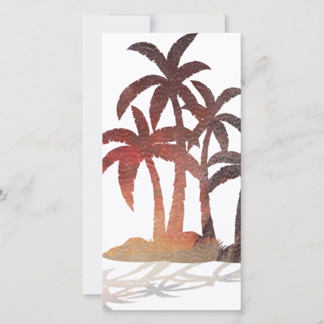 Beach Palm Trees Sunset Thank You Card (Front)