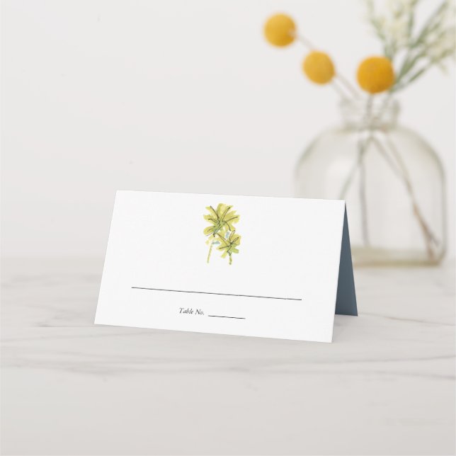 Beach Palm Trees Tropical Wedding Folded Place Card (Front)