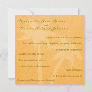 Beach Palm trees wedding invitation
