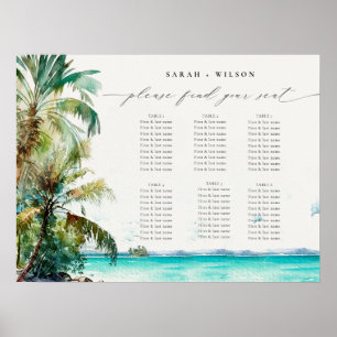 Beach Palm Trees Wedding Welcome Seating Chart
