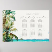 Beach Palm Trees Wedding Welcome Seating Chart