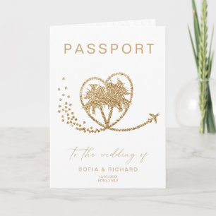 Beach Palm Wedding Destination Passport World Map Invitation