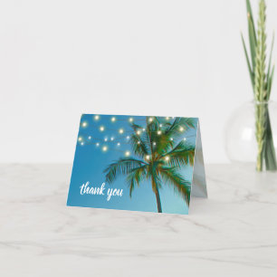 Beach Palms String Lights Wedding Thank You