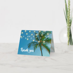 Beach Palms String Lights Wedding Thank You