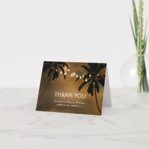 Beach Palms String Lights Wedding Thank You