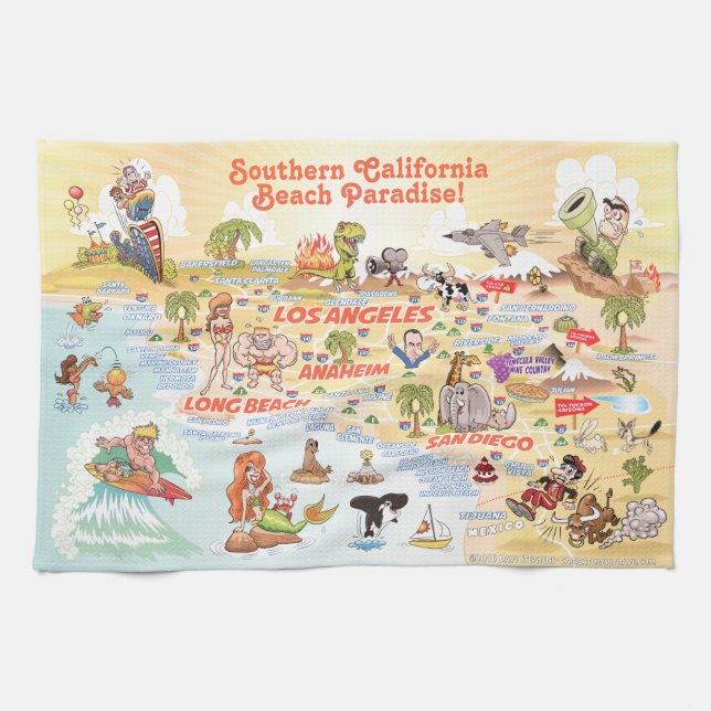 Beach Paradise California Kitchen Towel (Horizontal)