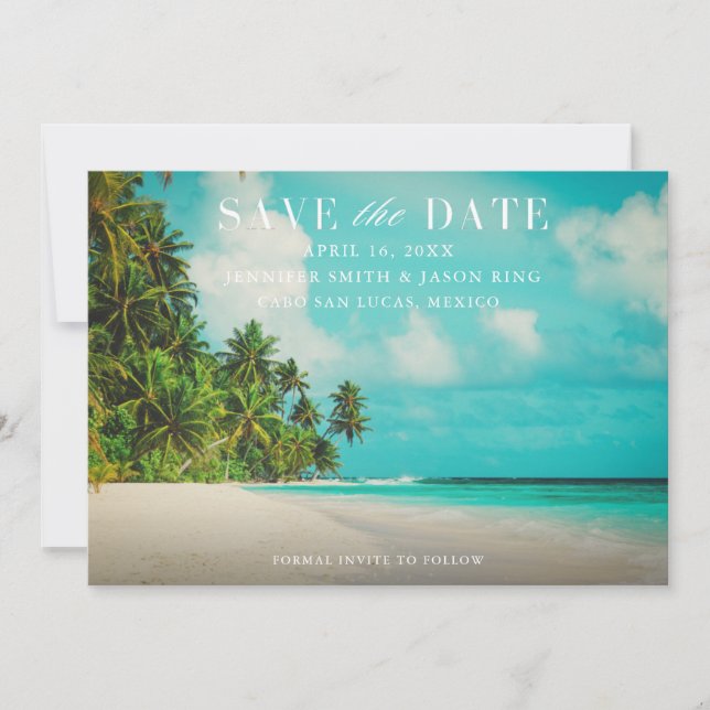 Beach Paradise Photo Wedding  Save The Date (Front)