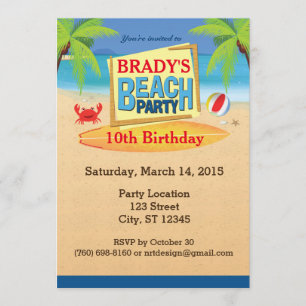 Beach Party 5" x 7" Invitations