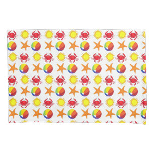 Beach Party Beachball Sun Crab Starfish Seashore Pillowcase
