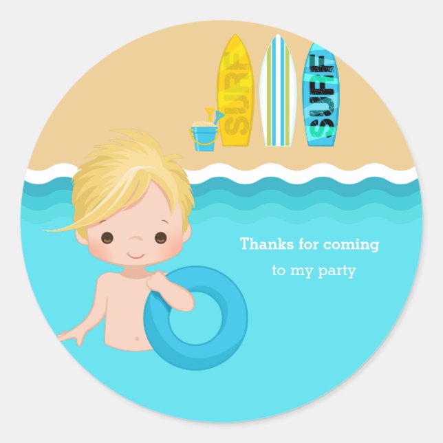 Beach party classic round sticker (Front)