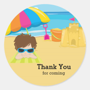 Beach party classic round sticker