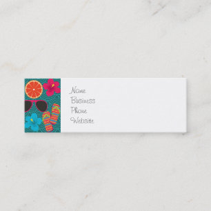 Beach Party Flip Flops Sunglasses Beach Ball Blue Mini Business Card