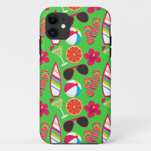 Beach Party Flip Flops Sunglasses Beach Ball Green iPhone 11 Case