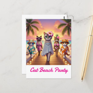 Beach party for Cat lovers Hawaii themed Postcard