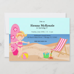 Beach Party (Girl) Invitation