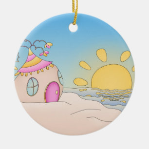 Beach Party House Ceramic Tree Decoration