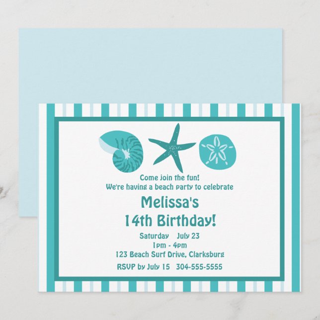 Beach Party Invitation (Front/Back)