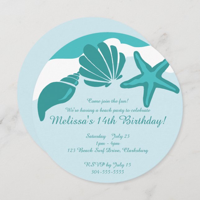 Beach Party Invitation (Front/Back)