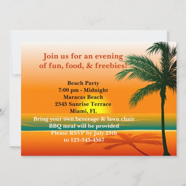 Beach Party Invitation (Front)
