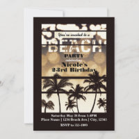 Beach Party Palm Trees Tropical Golden Night Glam
