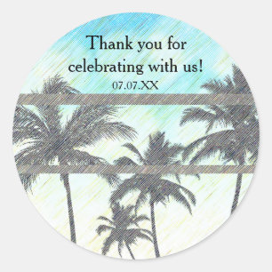 Beach Party Palm Trees Tropical Summer Classic Round Sticker
