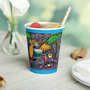 Beach Party Parrot Paper Cups