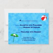 Beach Party RSVP Editable Response Cards