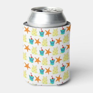 Beach Party Sandcastle Starfish Sand Bucket Can Cooler