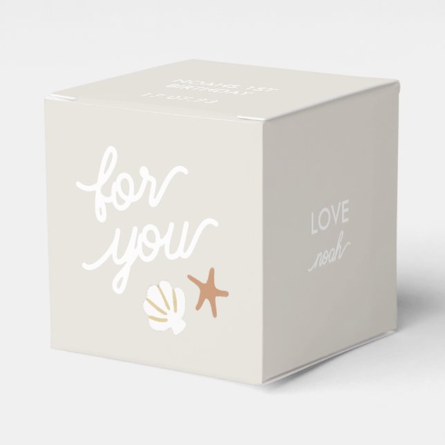 Beach Party Seashell Starfish Personalized Favour Box (Front Side)