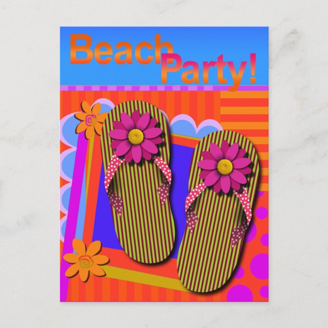 Beach Party Summer Fun Invitation Postcard (Front)