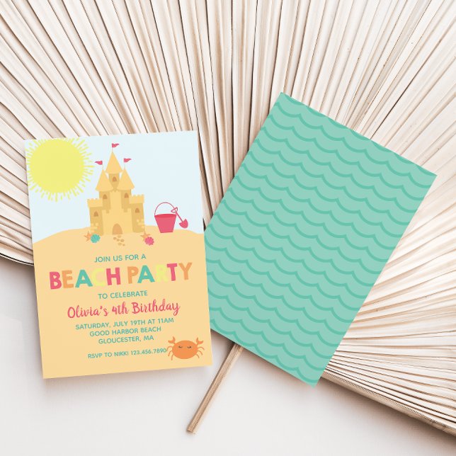 Beach Party Summer Sand castle Birthday Invitation (Creator Uploaded)
