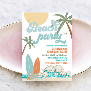 Beach Party Summer Surf Birthday Invitation