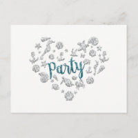 Beach PARTY Teal Diamonds Invitation Save the Date