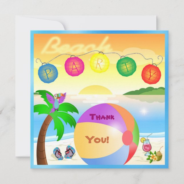 beach party  thank you card (Front)