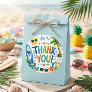 Beach Party Thank You Tropical Summer Birthday Classic Round Sticker