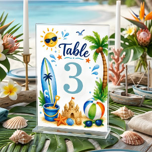 Beach Party Tropical Summer Birthday Party Table Number