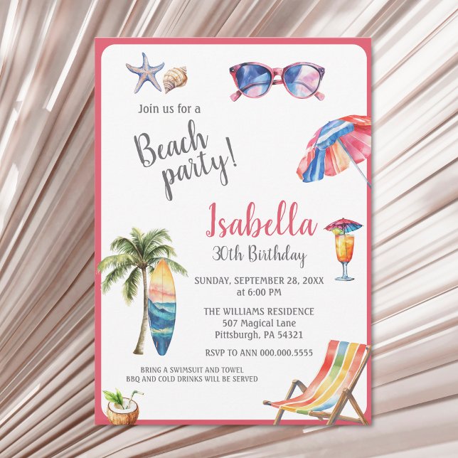 Beach Party Tropical Summer Invitation (Creator Uploaded)