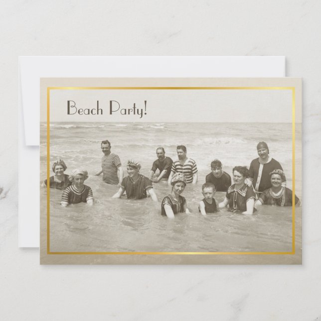 Beach Party vintage photo Invitation (Front)