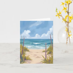 Beach Path   Ocean Watercolor Coastal Painted Card