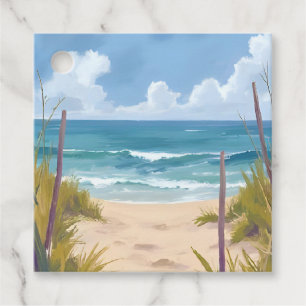 Beach Path Ocean Watercolor Coastal Painted Favour Tags