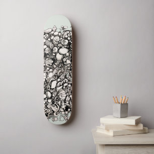 Beach Pebble drawing black and white Skateboard